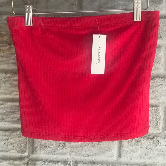 Francesca’s Red Ribbed Tube Top - Picture 2 of 5